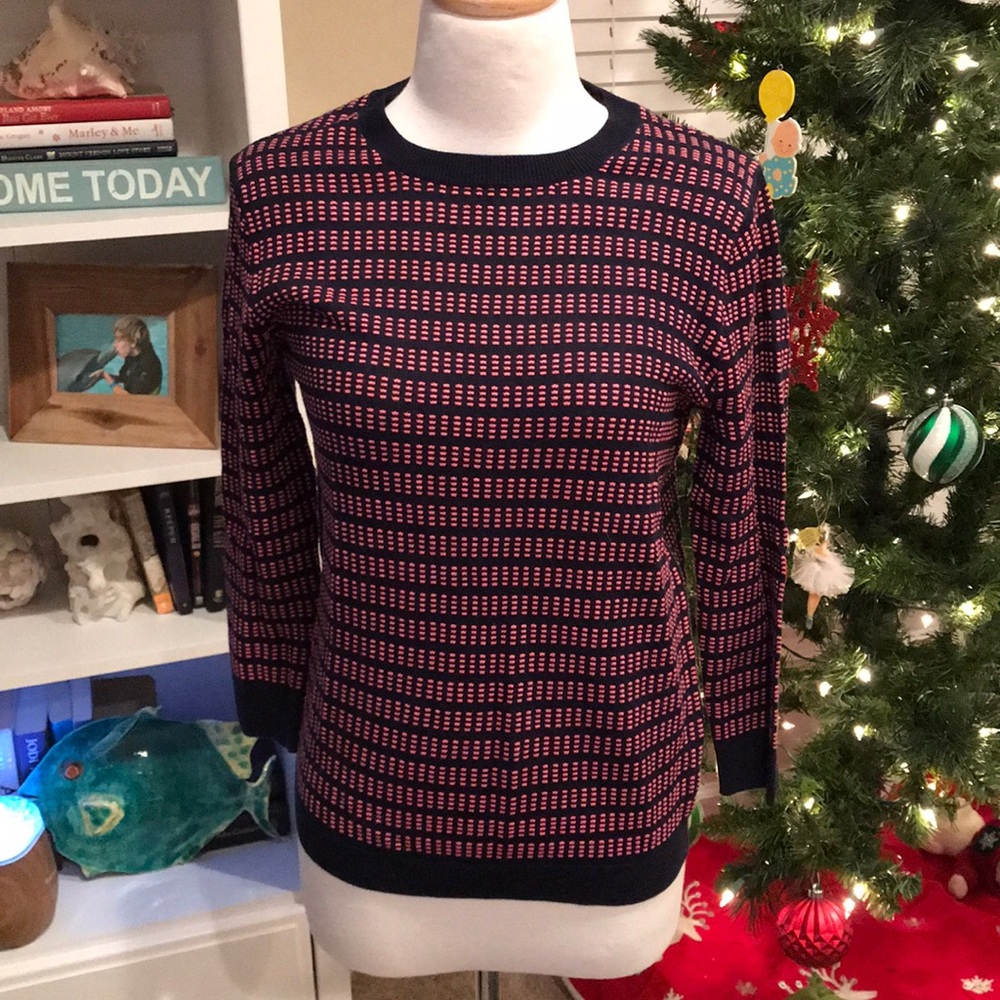 Jcrew pink and navy sweater